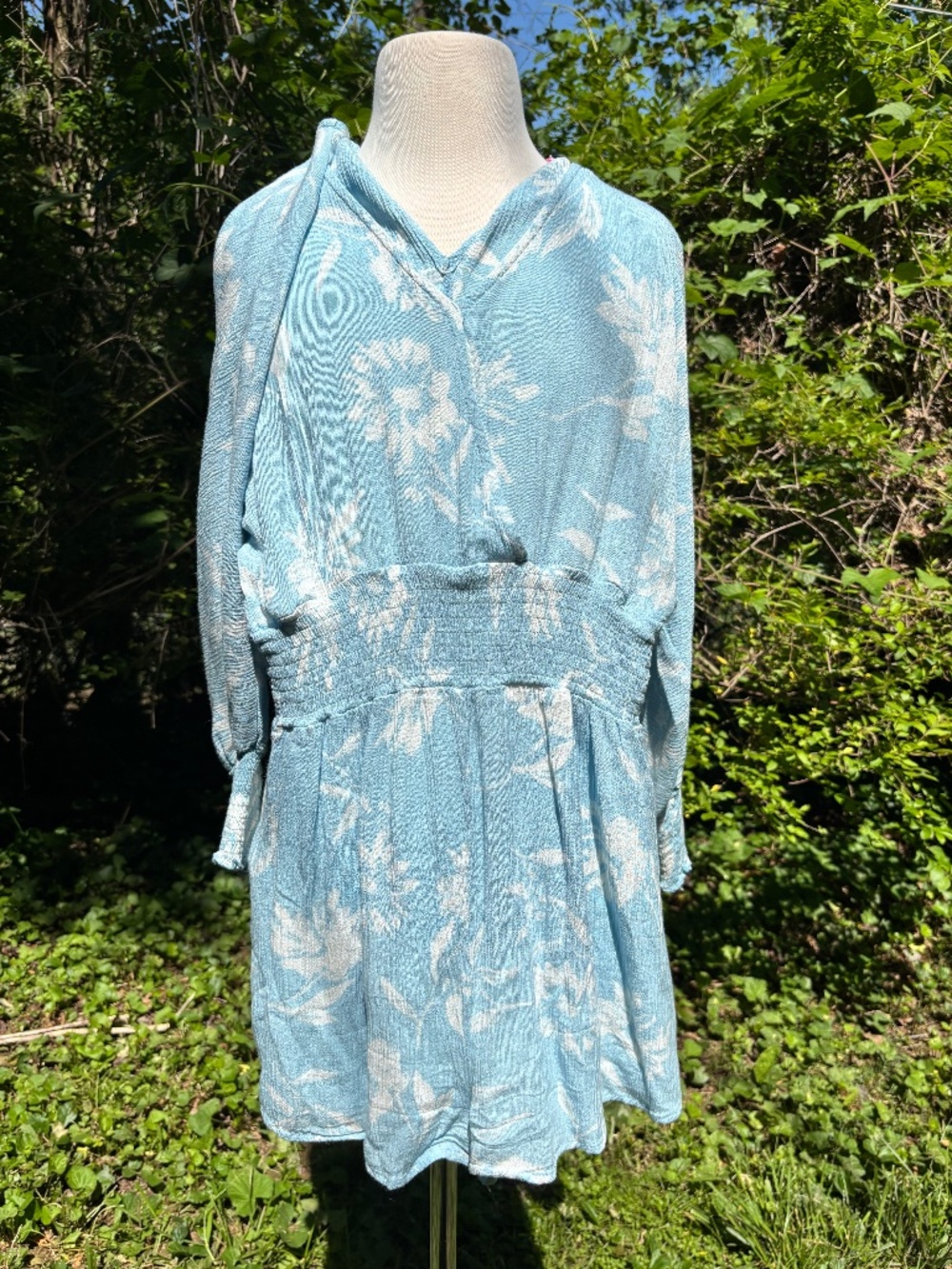 Baby Blue Long Sleeve Floral Romper